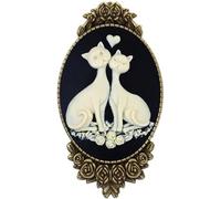 Yspace Cameo Style Brooch Pin Rose Decor Antique Brass Fashion Jewelry Pouch for Gift, Brass, resin mother of pearl