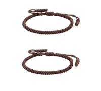 Yspokfay 2PCS Handmade Tibetan String Bracelet Adjustable Woven Rope Knot Bracelets Buddhist Kabbalah Protection Bracelets for Mens Womens, S, Cotton, no gemstone