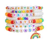 Yspokfay Rainbow LGBT Pride Bracelet Stackable Clay Bead Stretch Bracelet LGBTQ Celebration Gifts, S, Polyvinyl Chloride, no gemstone