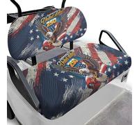 Yspwyqan 250th American Anniversary Flag Eagle 2Pcs Golf Cart Seat Covers Easy to Install Front Seats Cushion and Backrest Set Non-Slip Golf Cart Seat Towel Blanket Golfs Gifts for Men