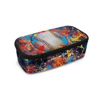 Yspwyqan Baseball Print Large Capacity Pen Box Beautifully Printed Pattern Pencil Case for Boys Big Canvas Pen Pouch Bag Tool Bag for Middle School College Office Organizer for Kids