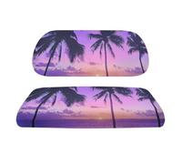 Yspwyqan Beach Coconut Tree Golf Car Cushion Cover and Backrest Cover 2 Pack Non-Slip Stretchy Golf Cart Seat Covers Casual Durability Seat Towel Blanket Accessories Gifts for Men