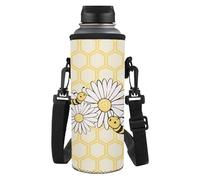 Yspwyqan Bee Daisy Water Bottle Carrier Bag with Removable Shoulder Strap Water Bottle Accessories 32/40oz Water Cup Soft and Comfortable Great Gift for Friends Wife Relatives and Elders