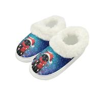 Yspwyqan Black Cat Christmas Indoor Outdoor Slippers Women Comfortable Elegant Women Winter Shoes 4Warm Fluffy House Shoes with Fuzzy Collar