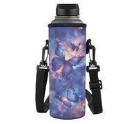 Yspwyqan Blue Butterfly Water Bottle Carrier Bag with Soft Shoulder Strap Easy to Carry 32/40oz Water Cup Great Gift for Friends Wife Relatives and Elders