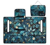 Yspwyqan Blue Leaf Quilted Golf Cart Towel Seat Cover with 4 Pocket Full Coverage Elastic Interlayer Golf Cart Seat Towel Covers Lightweight for Ezgo Txt Club Car and More 2 Person Seats