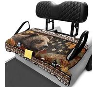 Yspwyqan Brown Bear Aztec Golf Cart Front Seat Cushion and Backrest Set Elastic 4 Pockets Golf Cart Seat Covers Breathable Fit Most Cars Ezgo Yamaha Club Car for Birthday Giving