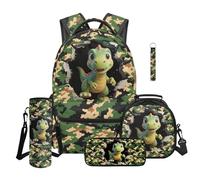 Yspwyqan Cartoon Dinosaur Boys Backpack With Lunch Box 6th Grade Large Capacity Bookbag With Kids Lunchbox Insulated Pencil Pouch Water Bottle Sleeve Keychain 5 Piece For Travel School