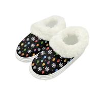Yspwyqan Christmas Colorful Lights Winter Slippers for Women Indoor Outdoor Stylish Versatile House Slippers for Woman 4 Casual Soft House Shoes with Fluffy Collar