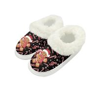 Yspwyqan Christmas Gingerbread Man Womens House Slippers 6 Stylish Comfortable Women Slippers Indoor and Outdoor Comfy Non-Slip Furry Slip On House Shoes