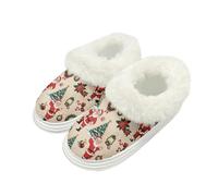 Yspwyqan Christmas Print Women Bedroom Slippers Fashion Versatile Women Fuzzy Slippers Cozy Non Slip Winter Non Slip House Shoes for Indoor Outdoor
