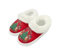 Yspwyqan Christmas Reindeer House Slippers for Woman 4 Stylish Versatile Winter Slippers for Women Indoor Outdoor Casual Soft House Shoes with Fluffy Collar