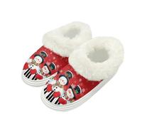 Yspwyqan Christmas Snowman Fuzzy Slippers for Women Indoor Non-Slip Soft Women Winter Shoes Comfortable Versatile House Shoes Cozy with Polar Fleece Lining