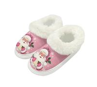 Yspwyqan Christmas Womens House Slippers Anti-Skid Soft Santa Claus Prints Slipper Shoes for Women Versatile Fluffy Winter Non Slip House Shoes for Indoor Outdoor