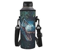 Yspwyqan Dinosaur Print Water Bottle Carrier with Strap Handheld Kids Water Bottle Holder Cute Cartoon Design Easy to Clean Crossbody Bottle Sling Bag for Boys Girls
