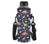 Yspwyqan Dinosaur Print Water Bottle Holder with Soft Shoulder Strap Easy to Carry Polyester 32/40oz Water Cup Gym Accessories for Hiking Gym Camping Walking Travel