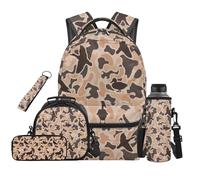 Yspwyqan Duck Hunting Camouflage School Backpack With Lunch Box Set For Elementary School Girls Lightweight Backpack With Lunchbox Pencil Pouch Water Bottle Sleeve Keychain 5-In-1 Kids Day Pack