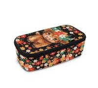 Yspwyqan Flowery Highland Cow Big Capacity Storage Pouch Marker Pen Pencil Case Easy to Carry Simple Stationery Bag Box Art Tool Sketch Storage Boxes for Middle High School Student Teen Kids