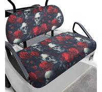 Yspwyqan Gothic Skull Rose Golf Cart Seat Covers Full Coverage 2Pcs Golf Cart Backrest Cover Washable Golfs Carts Seats Blanket Accessories Interior Covers for EZGO Club Car