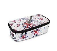 Yspwyqan Guitar British Flag Print Pencil Case Large Capacity Pencil Case Organizer Single Zipper Storage Bag Big Pencil Pouch for School Office Children Teen Girl Boy Men Women Adult