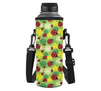 Yspwyqan Ladybug Daisy Water Bottle Carrier Bag Water Bottle Holder with Soft Shoulder Strap 32/40oz Water Cup for School Work Walking Running Hiking Gym Cycling