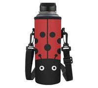 Yspwyqan Ladybug Print Water Bottle Carrier with Strap Handheld Kids Water Bottle Holder Cute Cartoon Design Easy to Clean Crossbody Bottle Sling Bag for Boys Girls