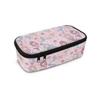 Yspwyqan Mermaid Print Big Storage Pen Pouch Bag Pouch Box Portable Journaling Supplies with Hanging Ring Multi-Slot Pencil Pouch Cute Print for School Students Boys Teens Kids Toddlers