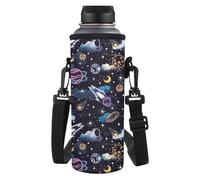 Yspwyqan Planet Print Water Bottle Carrier Bag with Beautiful Print for Insulated Polyester Water Bottle Holder Bag with Soft Shoulder Water Bottle Accessories