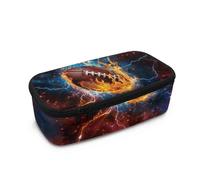 Yspwyqan Rugby Print Big Storage Pen Pouch Bag Organizer Pen Case Big Pencil Bag Zippered Pencil Pouch Cute Pencil Box for Girls Boys Large Pop Pencil Pouch Classroom Supplies