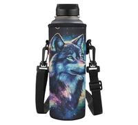 Yspwyqan Star Wolf Print Water Bottle Holder Carrier with Soft and Comfortable Shoulder Strap Beach Sports Bottle Bag Easy to Carry for Hiking Gym Camping Walking Travel