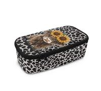 Yspwyqan Sunflower Leopard Highland Cow Big Capacity Storage Pouch Marker Pen Pencil Case Easy to Carry Simple Stationery Bag Box Art Tool Sketch Storage Boxes for Kids