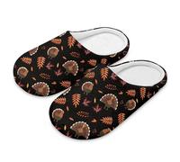 Yspwyqan Thanksgiving Turk Indoor Bedroom Slippers Women Lightweight Casual Women Winter Shoes Indoor Breathable Classic House Shoes with Fluffy Collar