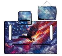 Yspwyqan TOADDMOS American Flag Eagle Golf Cart Seat Blanket Covers Washable Quilted Golf Seat Covers for Cart Anti-Slip 2 Seat Golfs Carts Seats Cover with 4 Pocket Club Car for Golfers