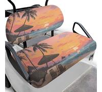 Yspwyqan Tropical Sunset Palm Tree Golf Cart Seat Covers Lightweight 2 Piece Golf Cart Seat Cushion Cover Non-Slip Front Seats Cushion and Backrest Set Golf Gifts for Men