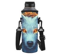 Yspwyqan Wolf Print Water Bottle Holder Carrier with Soft and Comfortable Shoulder Strap Beach Sports Bottle Bag Easy to Carry for Hiking Gym Camping Walking Travel