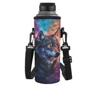 Yspwyqan Wolf Print Water Bottle Holder with Strap Premium Water Bottle Carrier with Strap Easy Clean Light Water Bottle Carrier Bag Water Bottle Holder for Hiking Walking Travel