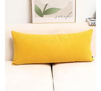 YSPZDQ Long Soft Fluffy Corduroy Pillow Case and Cushion Covers, Decorative Rectangle Bolster Body Pillow Cover with Zipper Closure No Insert for Livingroom Sofa Bedroom Bed(Yellow,80 x 30 cm)