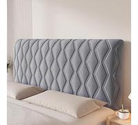 YSPZDQ Thickened Soft Headboard Cover, High Elasticity 360° Full Coverage Bed Headboard Slipcover, Velvet Dust-Proof Padded Cover for Single/Double/King Size Bed(Gray-d,180cm)