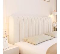 YSPZDQ Thickened Soft Headboard Cover, High Elasticity 360° Full Coverage Bed Headboard Slipcover, Velvet Dust-Proof Padded Cover for Single/Double/King Size Bed(Beige-a,210cm)