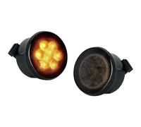 YSQIFBABD 2pcs White Amber Front LED Turn Signal Light Grill Smoke Lens Lamp For Jeep For Wrangler JK 2007-2018 Turn Signal Light