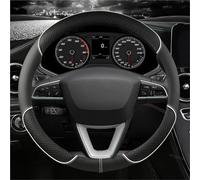 YSQOFD Car Steering Wheel Cover Microfiber Leather 38cm Non-Slip For Seat For Tarraco For Arona For Ateca For Ibiza For Toledo Mii For Leon Steering Wheel Cover(WHITE O SHAPE)