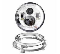 YSQOFDNFD Motorcycle Spotlights Motorcycle 7 Inch LED Headlight With 4-1/2" 4.5inch Auxiliary Fog Passing Light Lamp For Touring For Electra For Glide LED Headlamp(7 inch and bracket1)