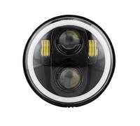 YSQOJF Motorcycle Headlights 5 3/4" LED Headlamp 5.75 Inch Motorcycle LED Headlight White DRL Angel Eyes For Dyna For Sportster For Softail Motorcycle Front Headlight(40w with DRL black)