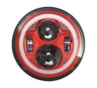 YSQOJF Motorcycle Headlights Round 7" Motorcycle Headlight DRL Angel Eyes For Lada For Niva For Urban Car H4 Headlamp Motorcycle Front Headlight(Red)