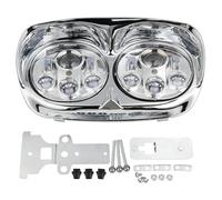 YSQOJF Motorcycle LED Headlight Motorcycle 5.75" Dual LED Headlight Projector Lamp For Road For Glide For FLTR 1998-2009 2010 2011 2012 2013 Motorcycle LED Spotlight(Chrome)