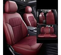 YSQOJF Waterproof Carseat Covers Car Seat Covers Set For Dodge For Challenger 2008-2022 Vegan Leather + Suede Custom Fitted Interior Protector(Wine Red A)
