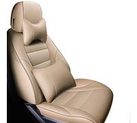 YSQOJF Waterproof Carseat Covers For Skoda For Octavia 2 For Fabia Genuine Leather Car Seat Covers For Superb 3 For Karoq For Kodiaq For Rapid 2017 For Spaceback For Yeti(Beige,Deluxe)