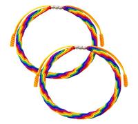 Ysqool 2Pcs Pride Rainbow Bracelets, Adjustable Gay Pride Bracelet, Handmade Braided LGBTQ Bracelet, Rainbow Friendship Wrist Bands for Bisexual Lesbian Women Men Pride Month Gifts
