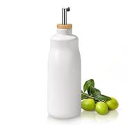 Ysreptorial 14.2 Oz Olive Oil Dispenser Bottle with Automatic Spout, Porcelain Olive Oil Cruet Container, Kitchen Opaque Dispenser Bottle for Vinegar Soy Sauce Coffee Syrup Liquids (White)