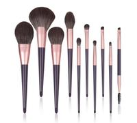 YsRoad Makeup Brush Set -Synthetic Hair Vegan Cosmetic Make Up Brush Kit Face Powder Concealers Eyeshadow Blush Brushes(10pcs Wooden handle)